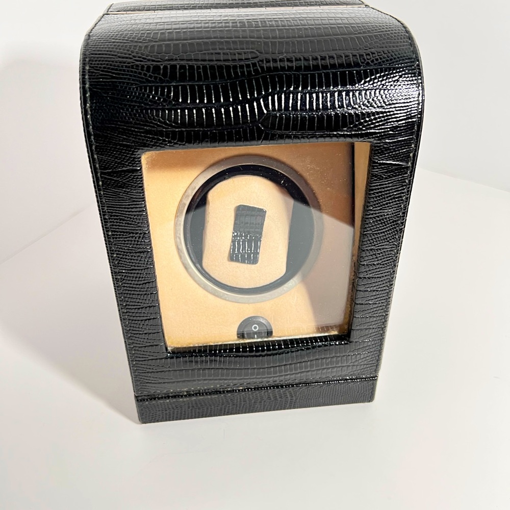Renzo Romagnoli Black Crocco Leather Single Watch Wander Box RENZBO-045